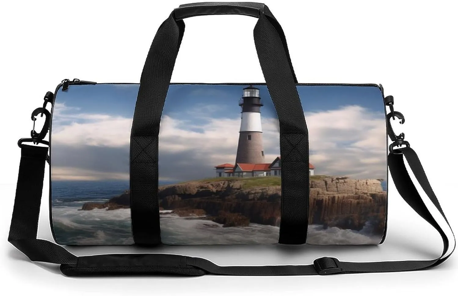 Sea Lighthouse Gym Bag Small Travel Duffle Bag with Compartment Carry On Weekender Bag for Women Men