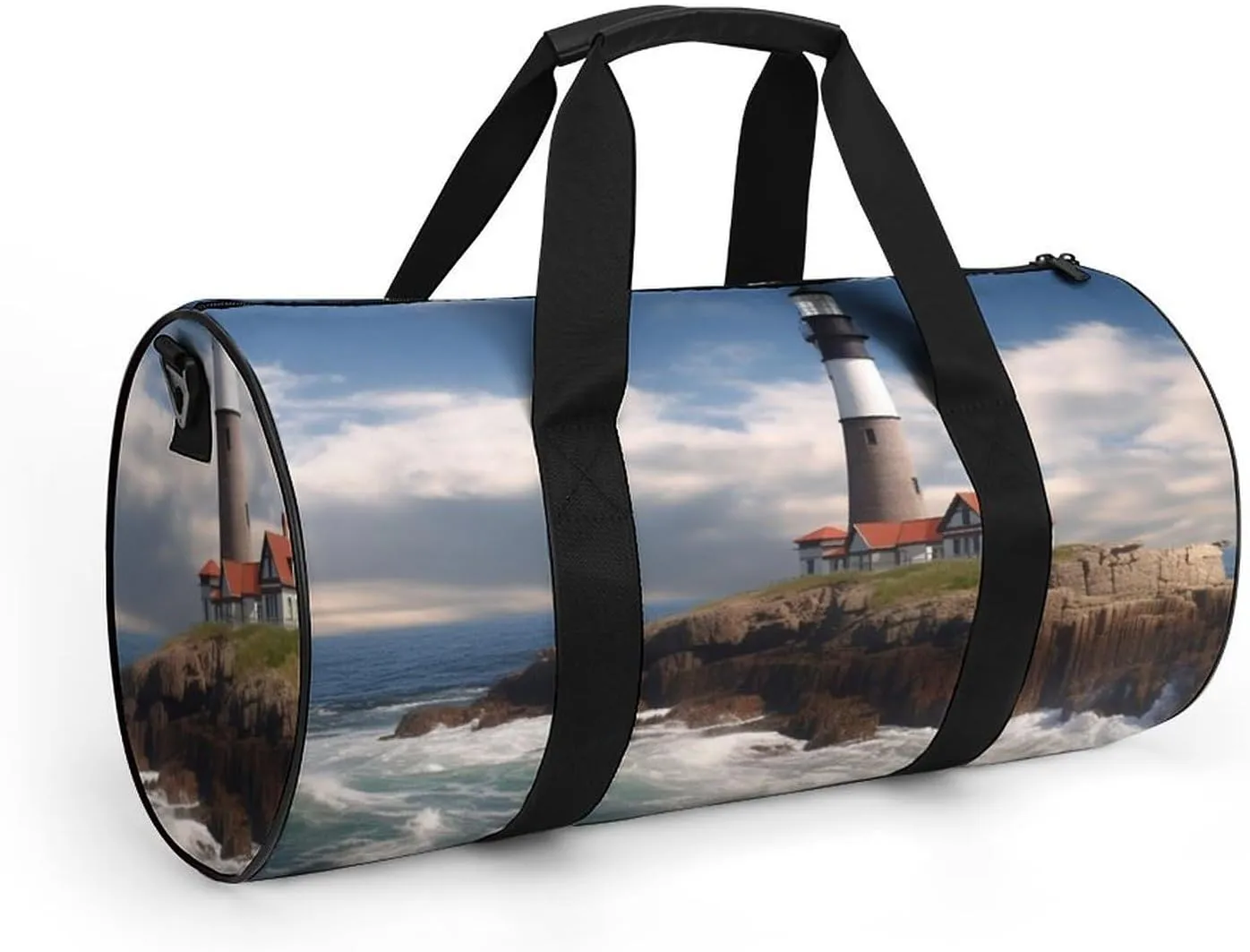 Sea Lighthouse Gym Bag Small Travel Duffle Bag with Compartment Carry On Weekender Bag for Women Men