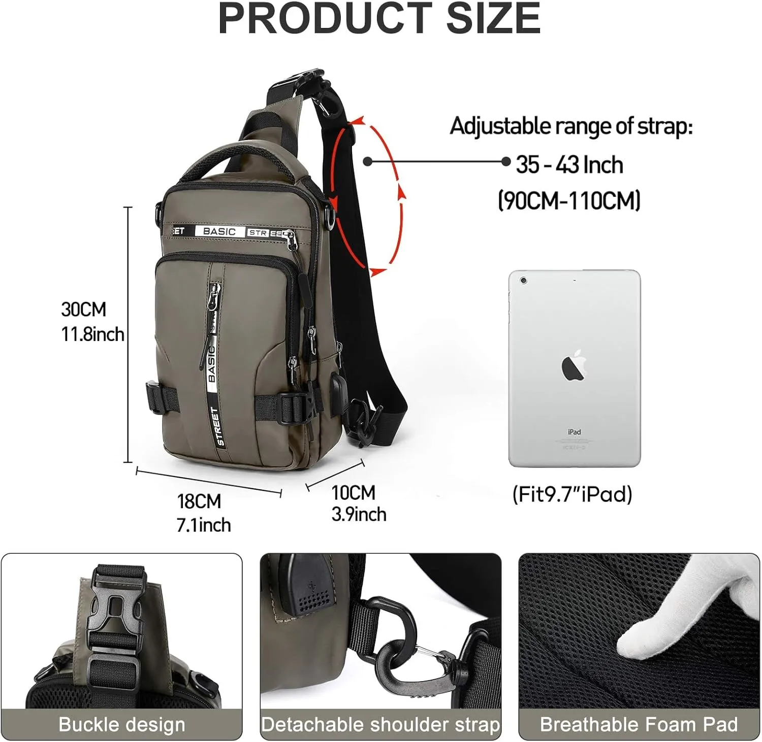 SEAFEW Mini Sling Bag for Men Women - Lightweight Crossbody Backpack, Multipurpose Shoulder Bag, Small Compact Chest Daypack for Travel Hiking Gym Sport Khaki