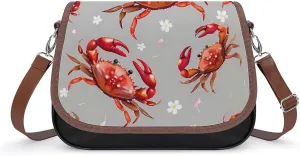 Seafood Marine Crabs Cherry Flowers Crossbody Bags for Women Trendy Shoulder Satchel Purses Messenger Bag