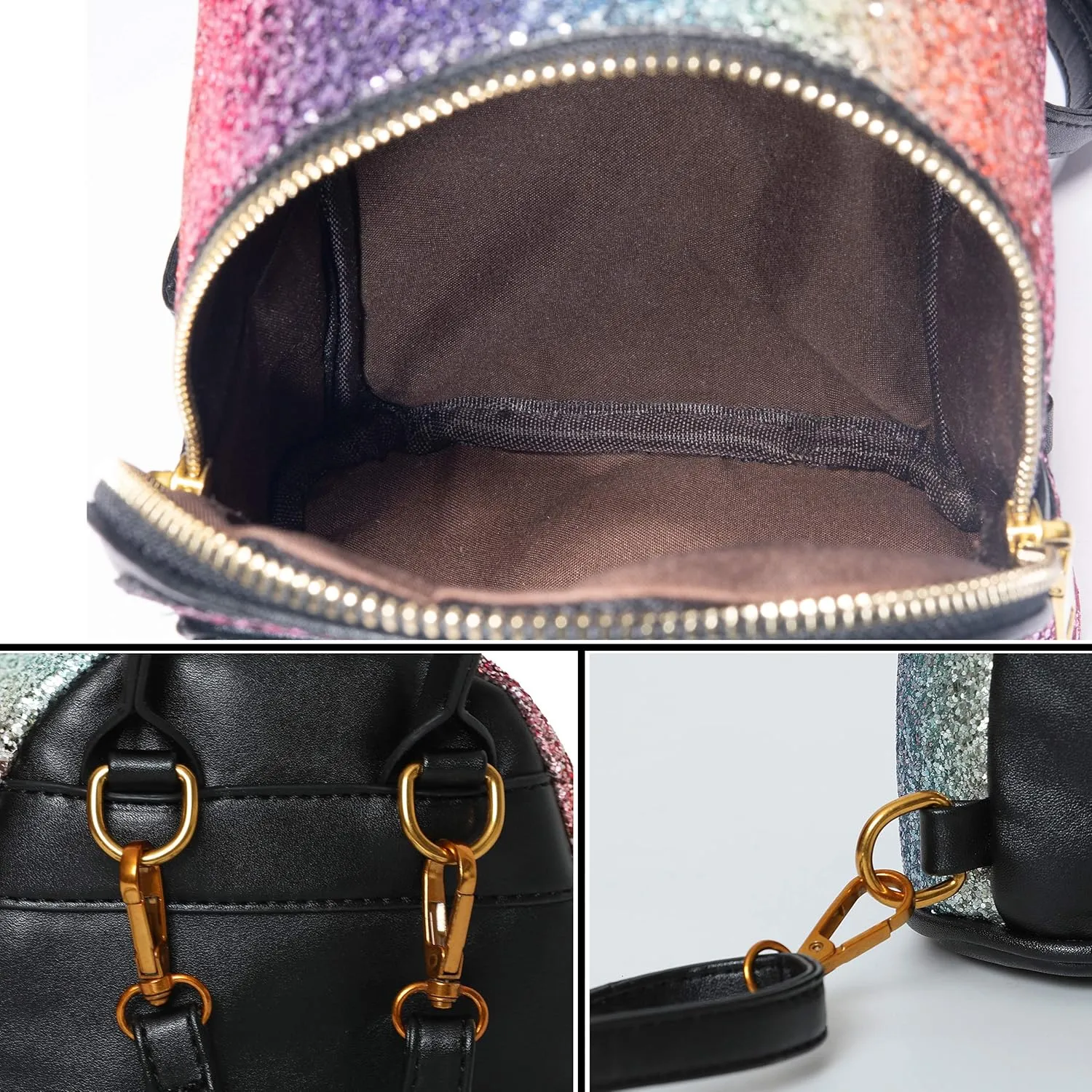 SEALINF Women Girl Bling Mini Backpack Convertible Shoulder Cross Bags Purse