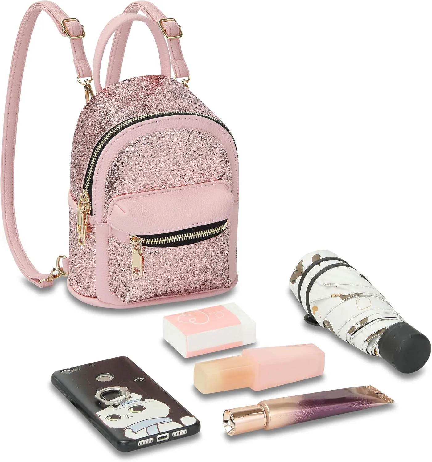 SEALINF Women Girl Bling Mini Backpack Convertible Shoulder Cross Bags Purse