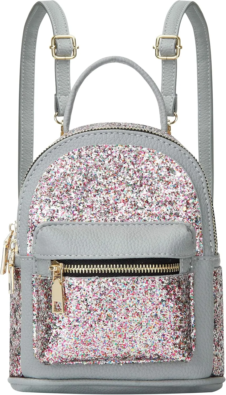 SEALINF Women Girl Bling Mini Backpack Convertible Shoulder Cross Bags Purse