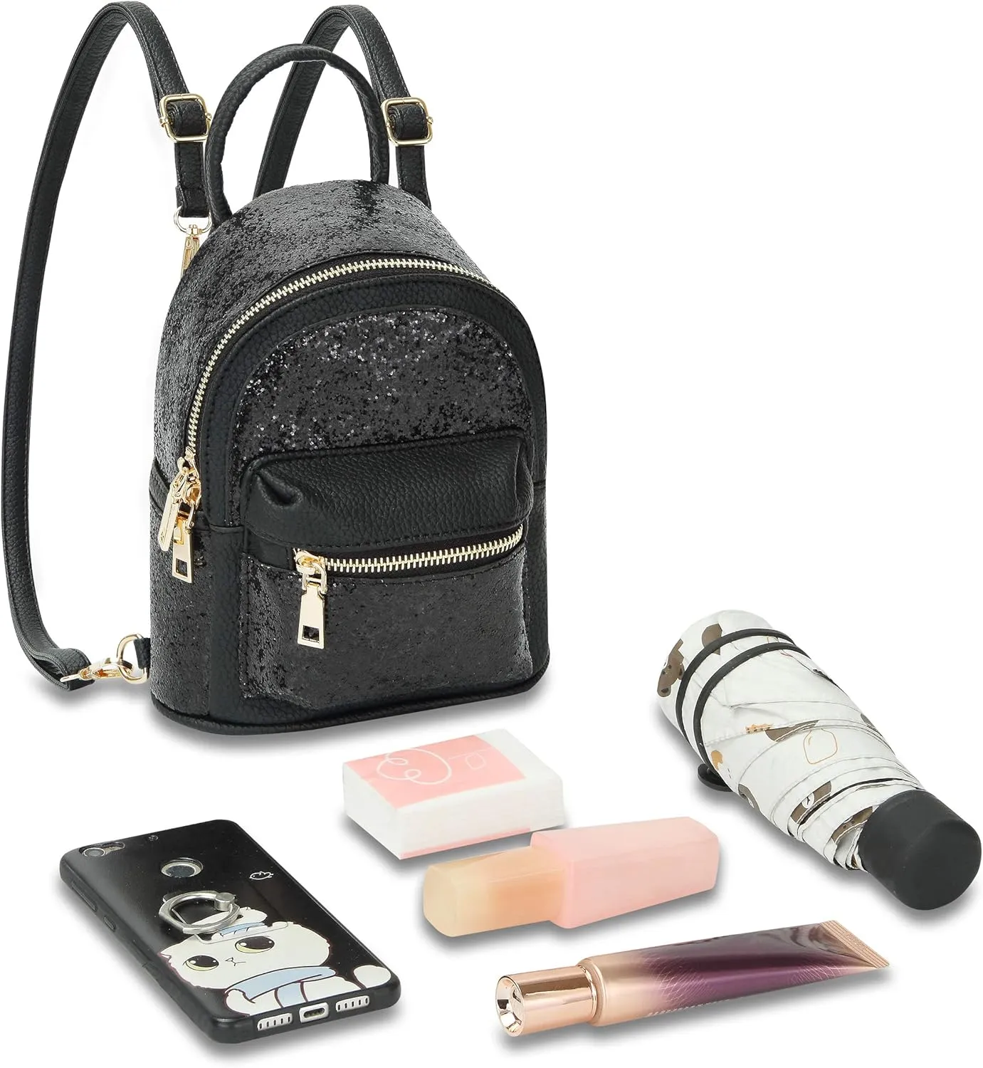 SEALINF Women Girl Bling Mini Backpack Convertible Shoulder Cross Bags Purse
