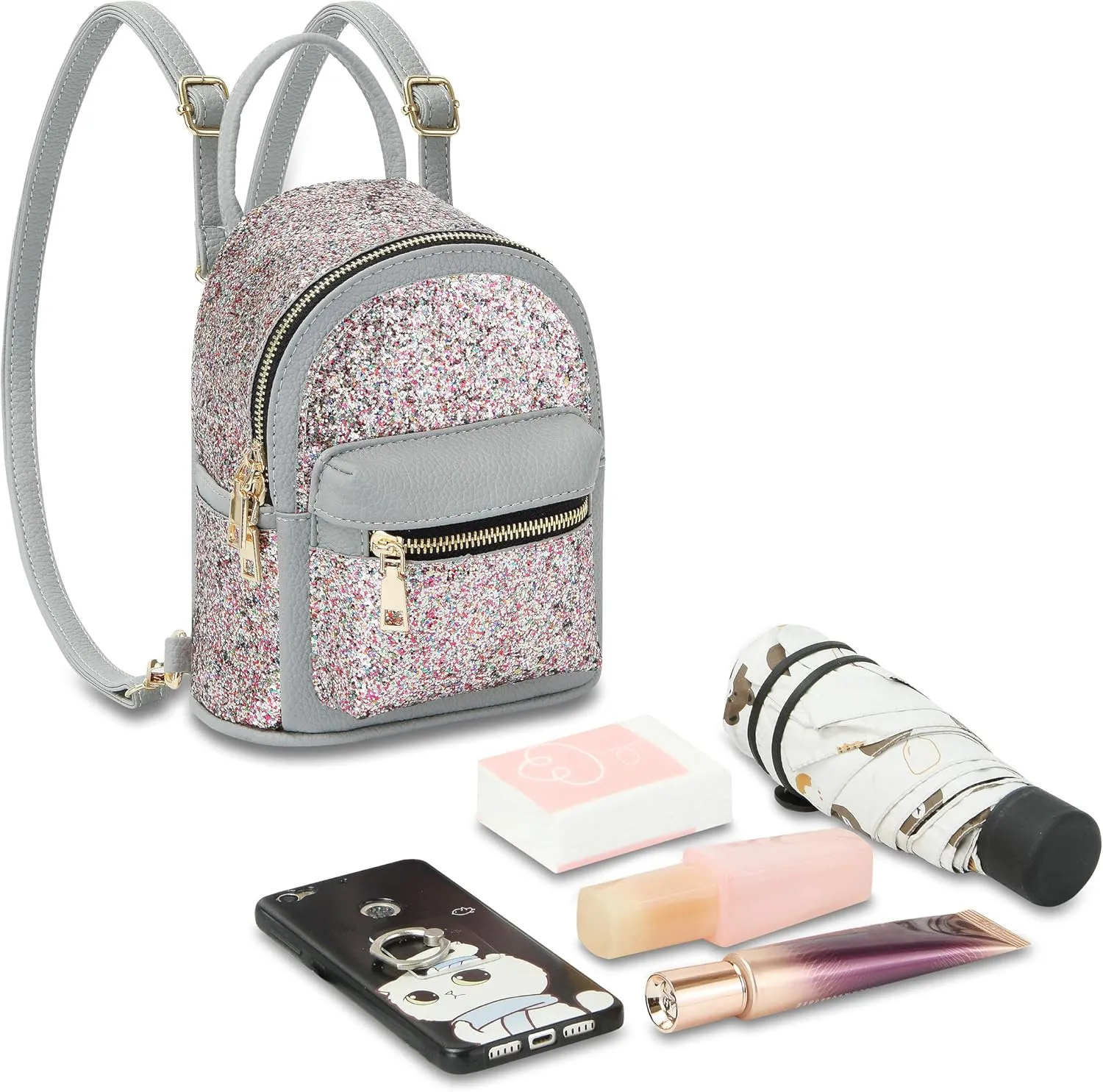 SEALINF Women Girl Bling Mini Backpack Convertible Shoulder Cross Bags Purse