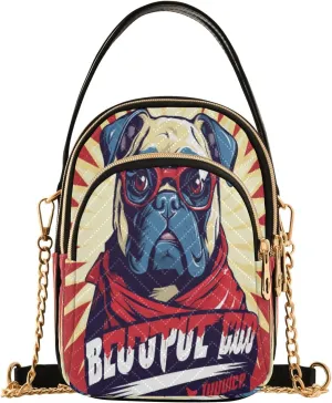 senya Struggle Dog Crossbody Handbags for Women Casual Leather Shoulder Phone Purse
