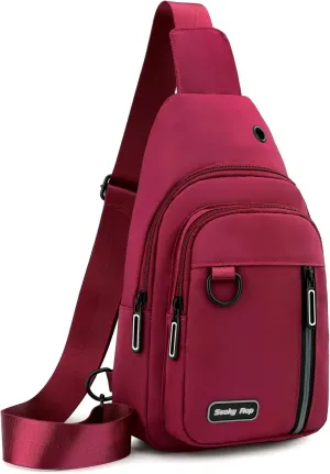 Seoky Rop Sling Bag for Women Men One Shoulder Crossbody Bag Backpack Fanny Pack Cross Body Bags for Travel Day Trip Red