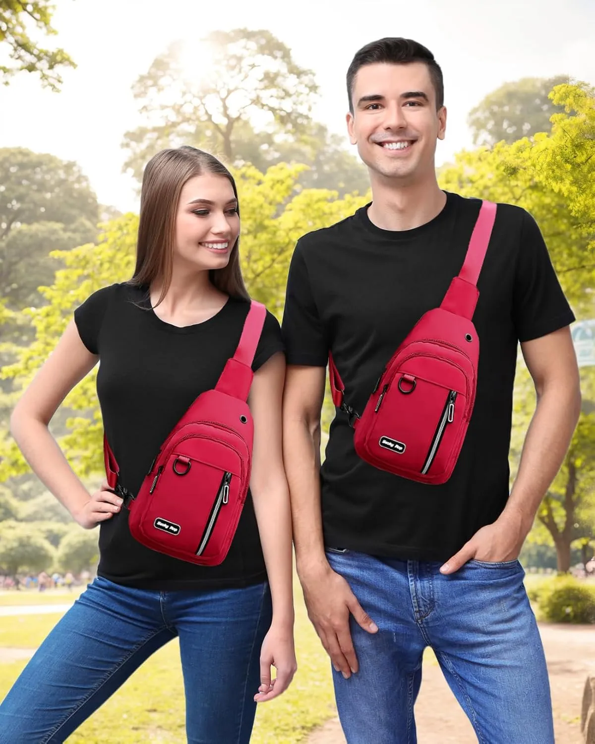 Seoky Rop Sling Bag for Women Men One Shoulder Crossbody Bag Backpack Fanny Pack Cross Body Bags for Travel Day Trip Red