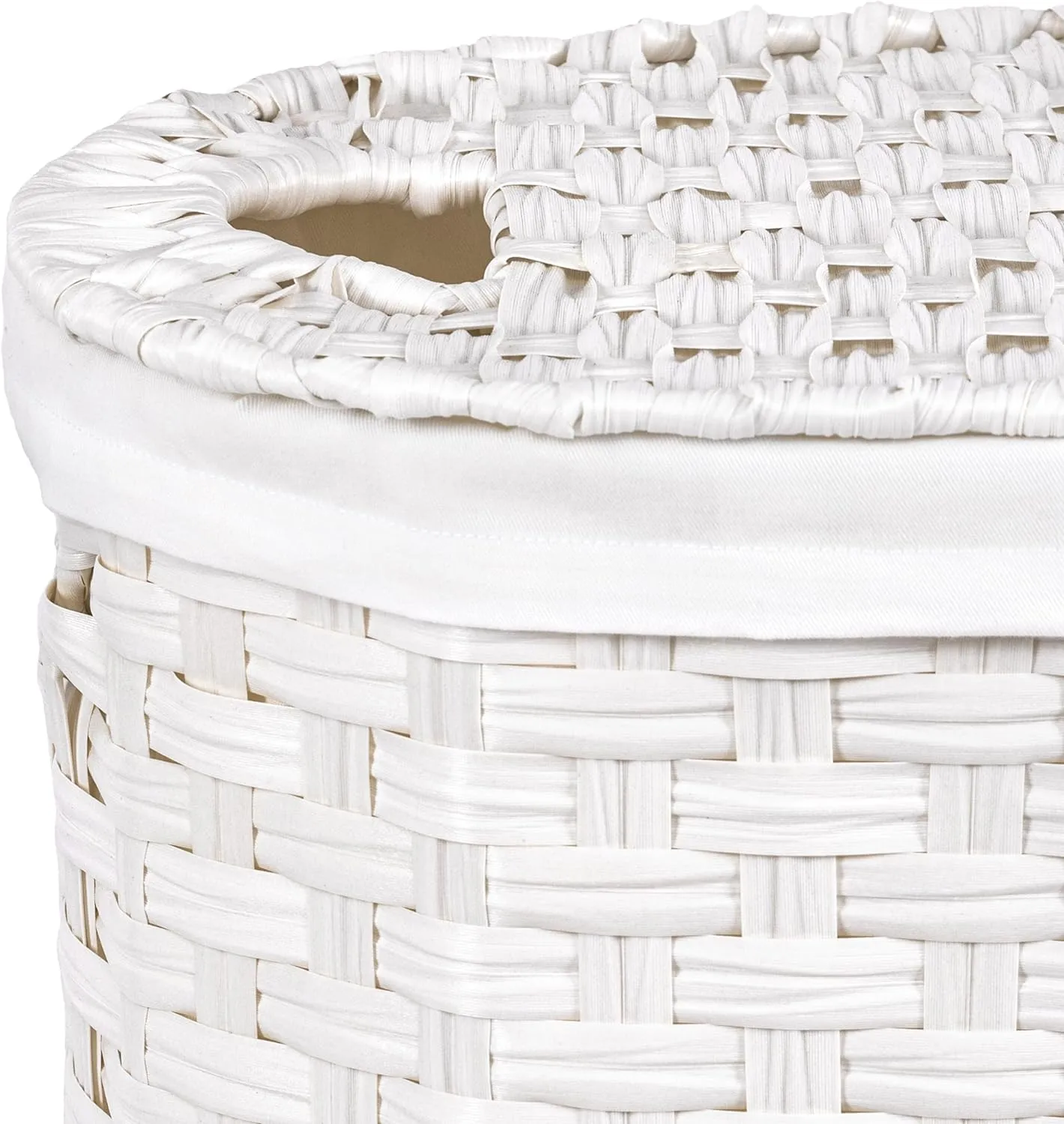 Seville Classics Premium Handwoven Portable Laundry Bin Basket with Carrying Handles, Household Storage for Clothes, Linens, Sheets, White, Oval Hamper