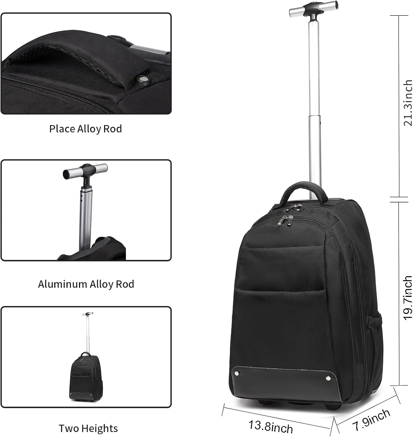 seyfocnia Rolling Backpack,17 inch Rolling Laptop Bag Travel Backpack with Wheels Roller Back pack Wheeled Laptop Bag with Wheels for Women Men