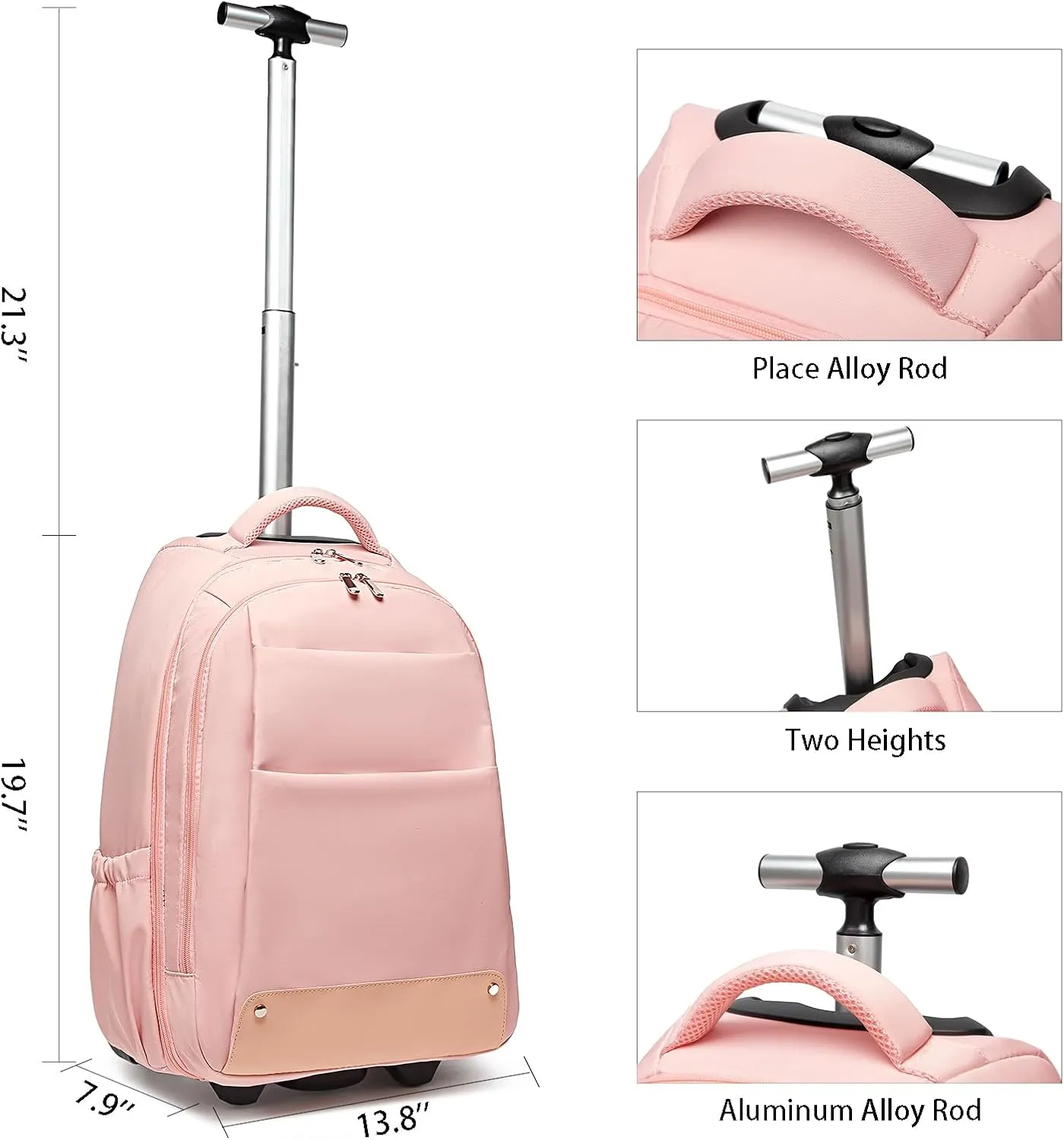 seyfocnia Rolling Backpack,17 inch Rolling Laptop Bag Travel Backpack with Wheels Roller Back pack Wheeled Laptop Bag with Wheels for Women Men