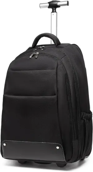 seyfocnia Rolling Backpack,17 inch Rolling Laptop Bag Travel Backpack with Wheels Roller Back pack Wheeled Laptop Bag with Wheels for Women Men