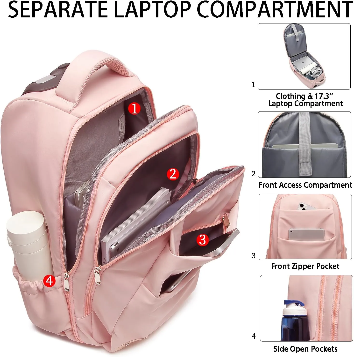 seyfocnia Rolling Backpack,17 inch Rolling Laptop Bag Travel Backpack with Wheels Roller Back pack Wheeled Laptop Bag with Wheels for Women Men