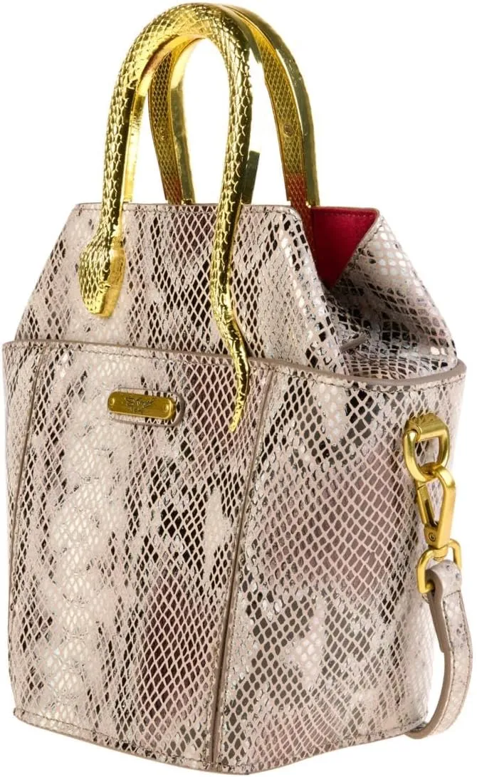 Sharif Legacy Python Embossed Leather Mini Tote Bag, Adjustable Strap, Multiple Colors