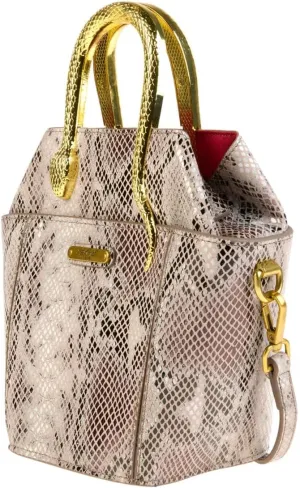 Sharif Legacy Python Embossed Leather Mini Tote Bag, Adjustable Strap, Multiple Colors