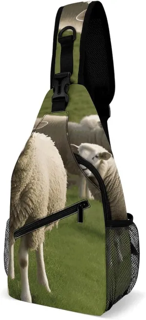 Sheep And Lambs Sling Bag for Men Women Travel Crossbody Bags Large Hiking Sling Backpack Chest Bag Man Purse