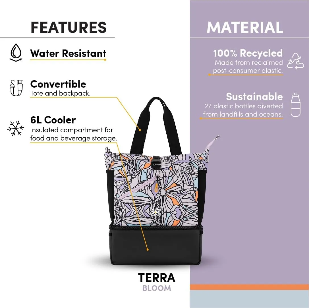Sherpani Terra, Womens Convertible Cooler Backpack Tote Bag, Accessories with Portable Insulated Compartment
