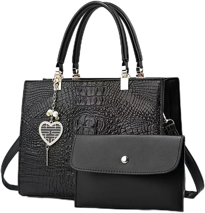 Shiny Crocodile-Print Large Capacity Work Tote Bags for Women - Stylish Croc Embossed Leather Handbag, Spacious Top-Handle Designer Shoulder Tote for Office & Travel