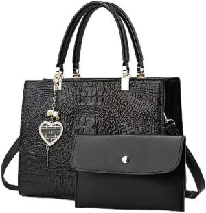 Shiny Crocodile-Print Large Capacity Work Tote Bags for Women - Stylish Croc Embossed Leather Handbag, Spacious Top-Handle Designer Shoulder Tote for Office & Travel