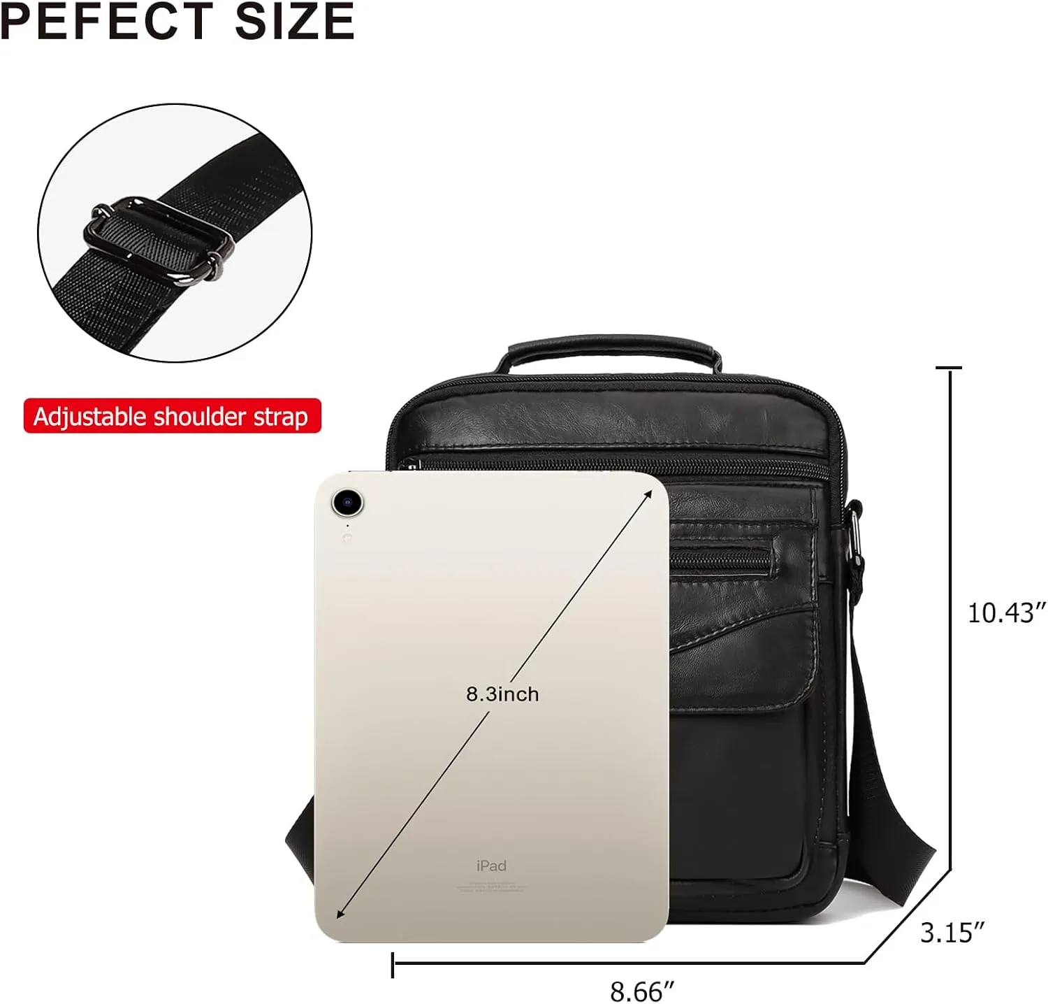 Shoulder Bag for Men Leather Man Purse Messenger Bag Handbag Bag Crossbody Sling Bags for Travel Work Business