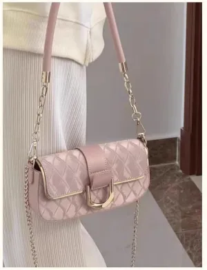 Shoulder Bag for Women Quilted Crossbody Bag Stylish Handbag Classic Underarm Purse With 2 Removable Chain Strap