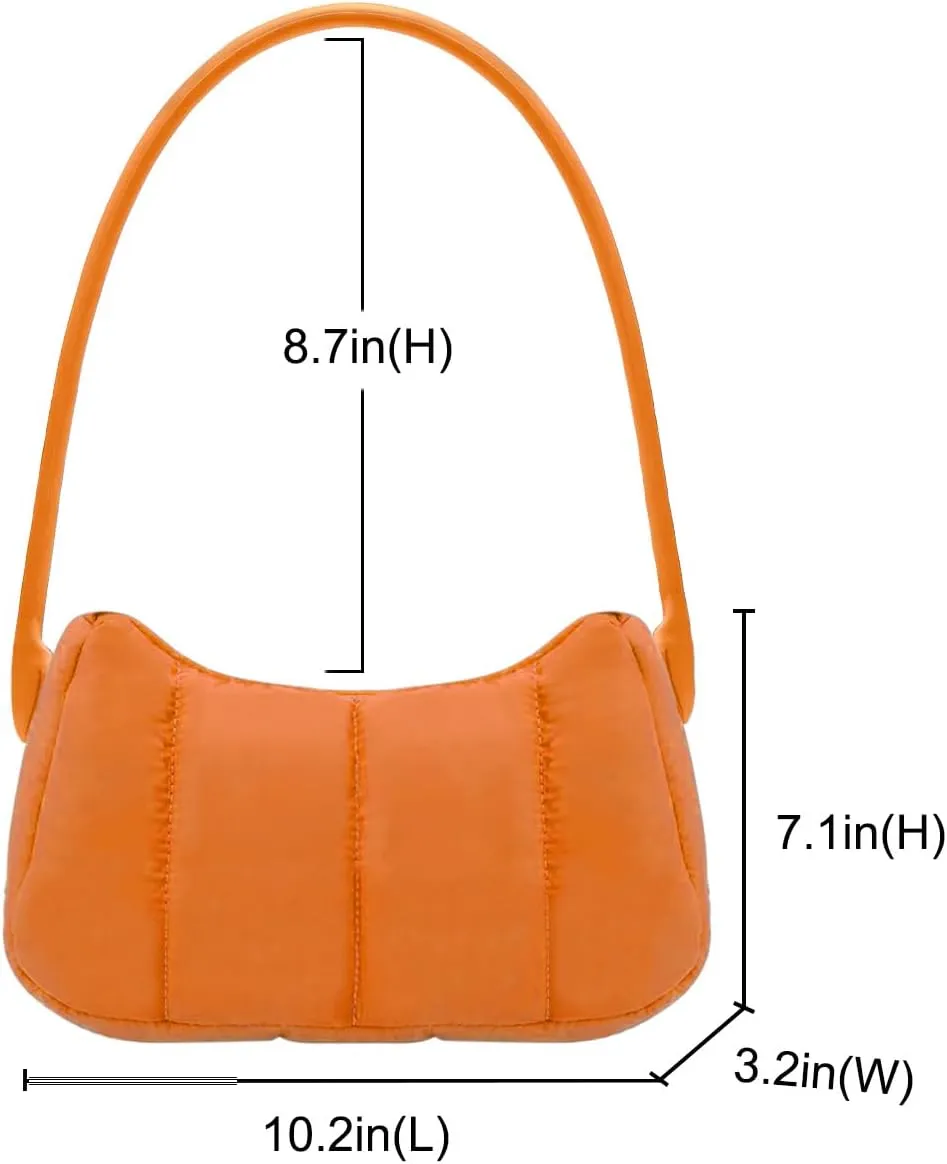 Shoulder Bag for Women Y2K Purse Puffy Nylon Small Shoulder Handbags Rubber Handle Clutch Underarm Purse