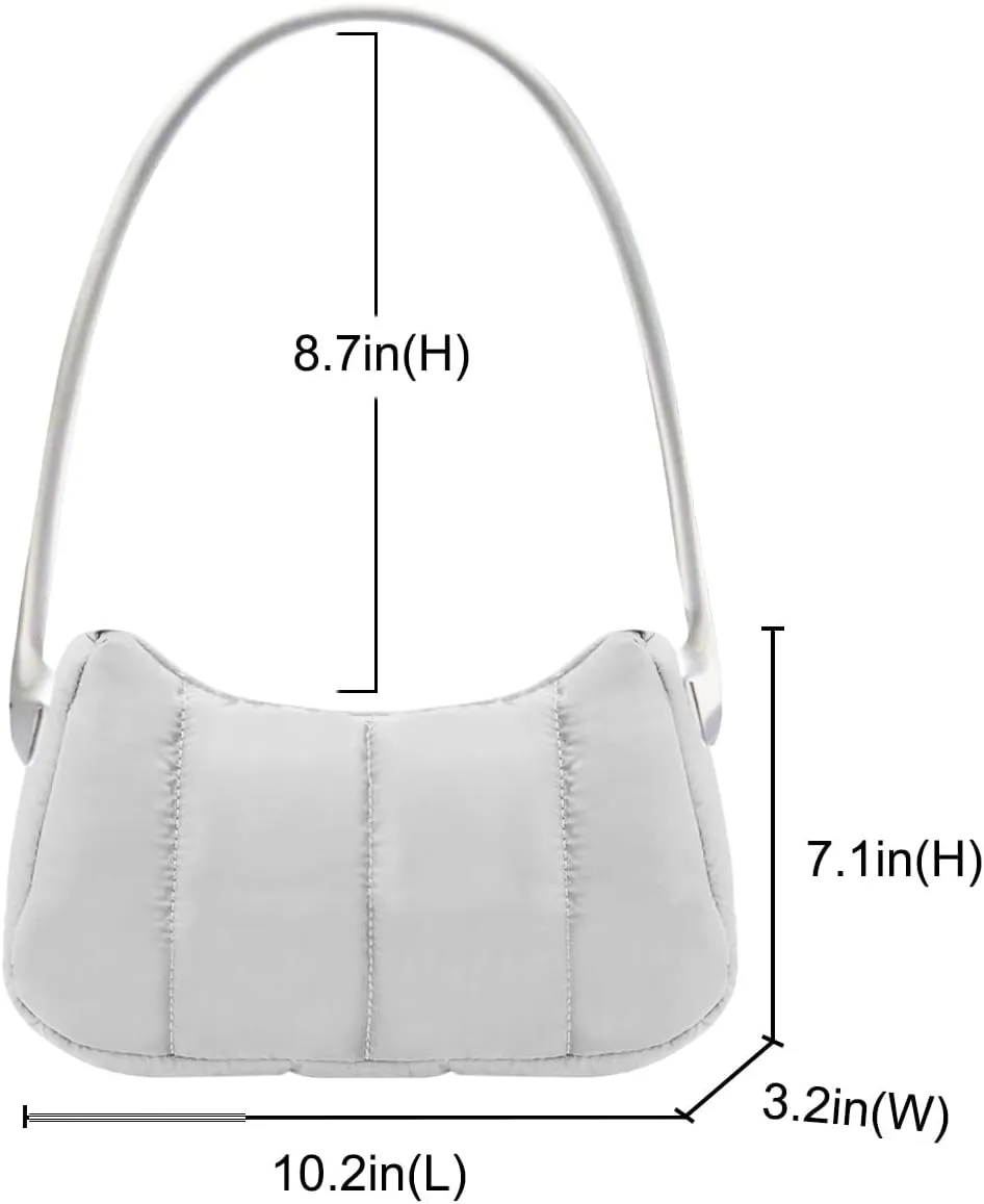 Shoulder Bag for Women Y2K Purse Puffy Nylon Small Shoulder Handbags Rubber Handle Clutch Underarm Purse