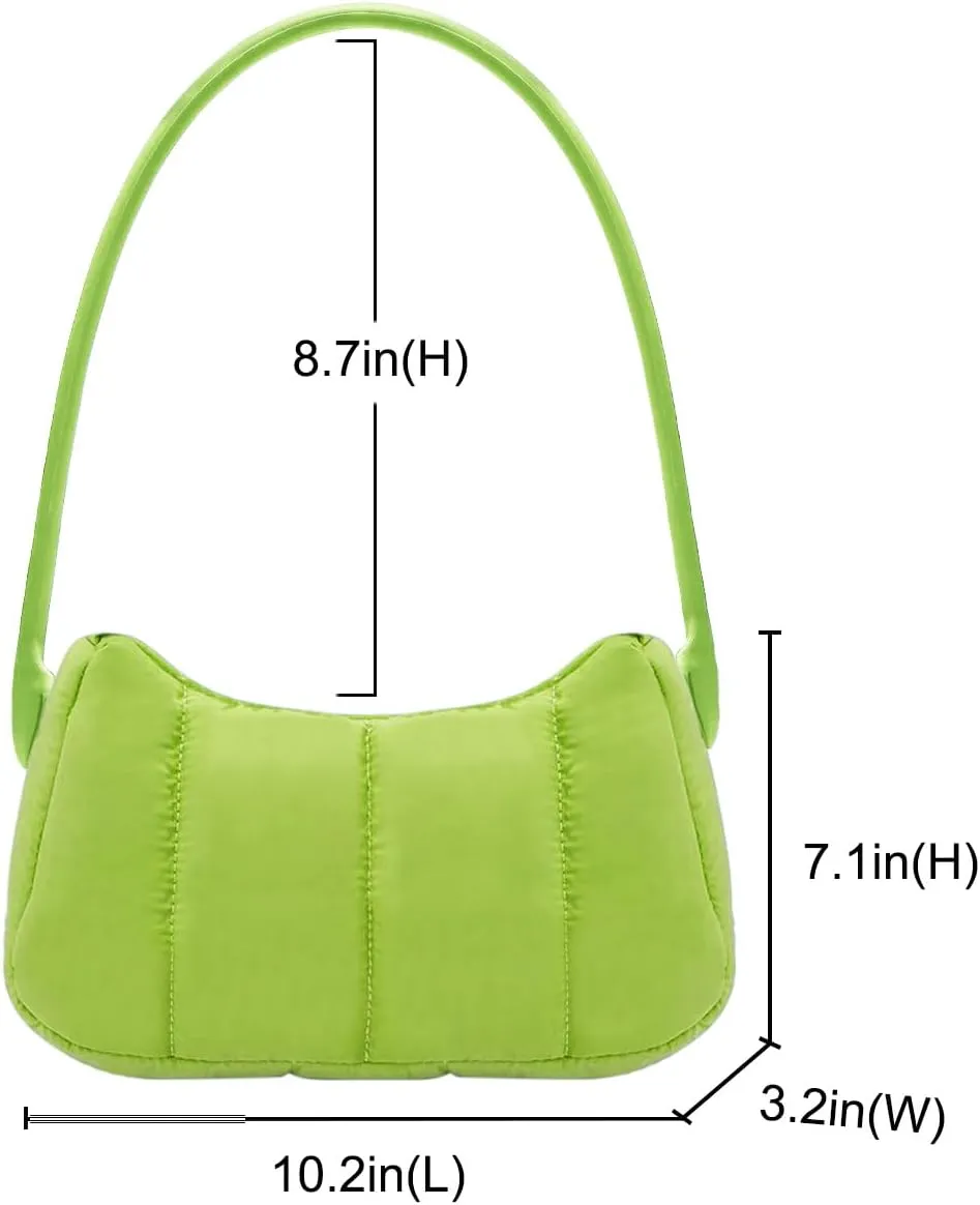 Shoulder Bag for Women Y2K Purse Puffy Nylon Small Shoulder Handbags Rubber Handle Clutch Underarm Purse