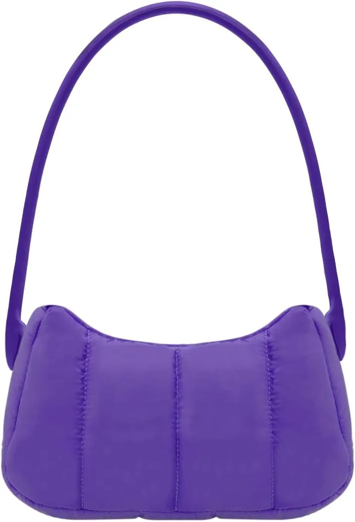Shoulder Bag for Women Y2K Purse Puffy Nylon Small Shoulder Handbags Rubber Handle Clutch Underarm Purse