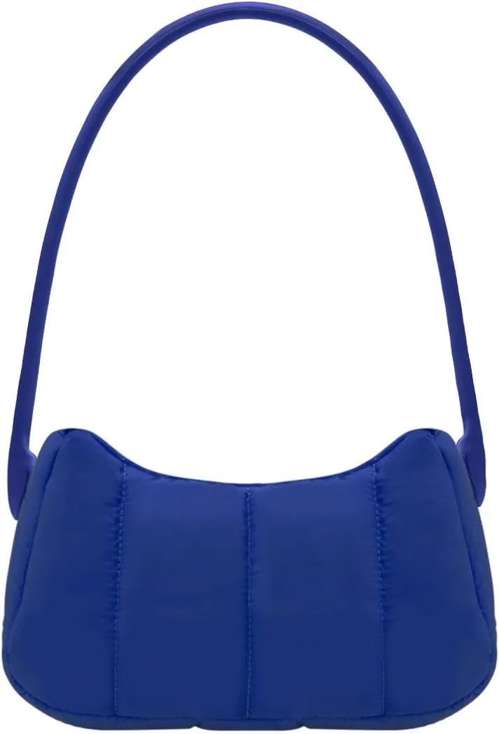 Shoulder Bag for Women Y2K Purse Puffy Nylon Small Shoulder Handbags Rubber Handle Clutch Underarm Purse