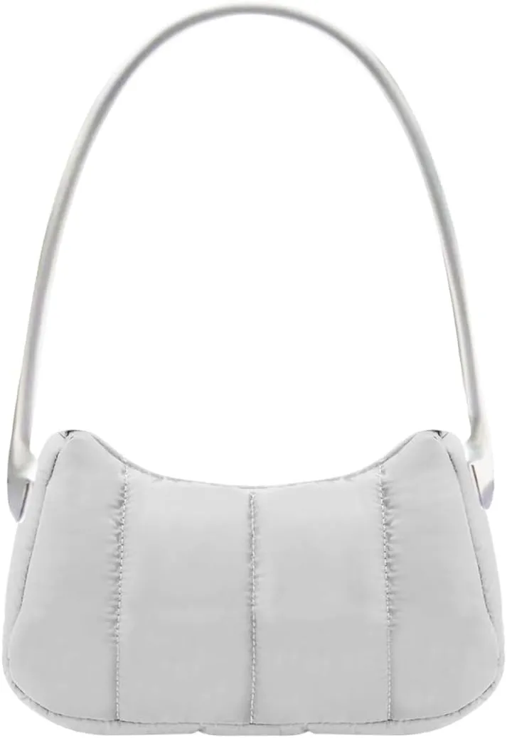 Shoulder Bag for Women Y2K Purse Puffy Nylon Small Shoulder Handbags Rubber Handle Clutch Underarm Purse