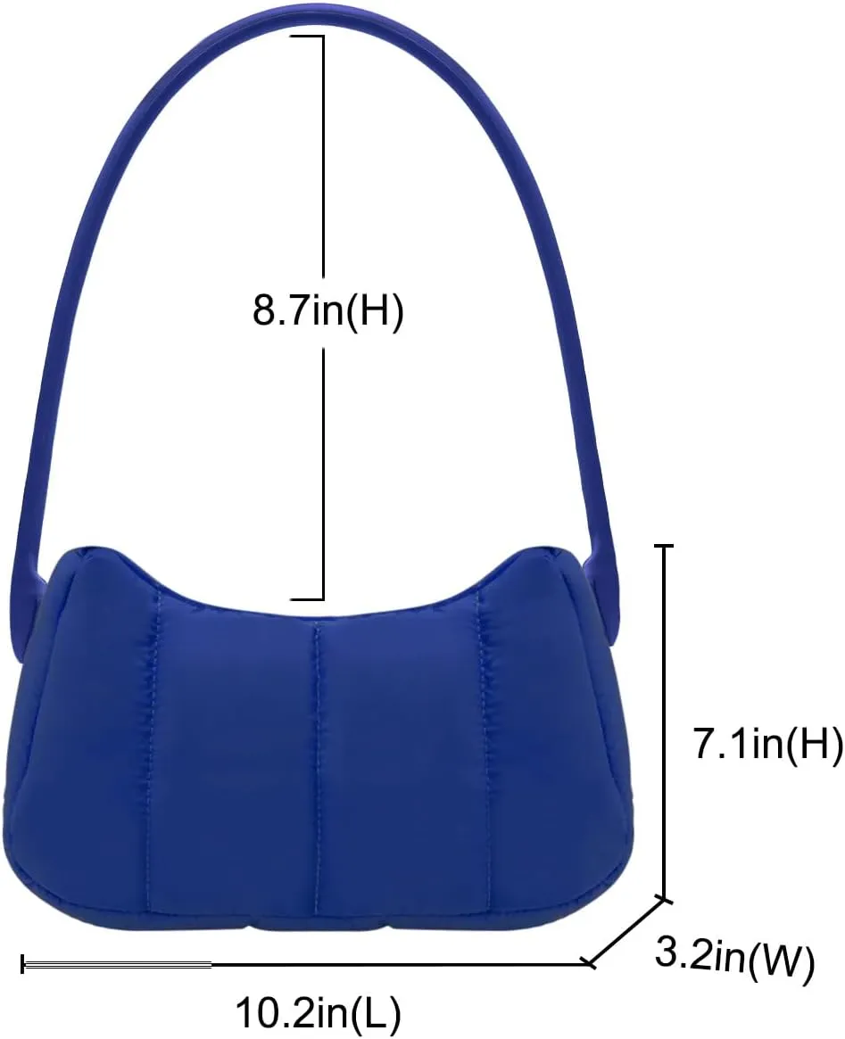 Shoulder Bag for Women Y2K Purse Puffy Nylon Small Shoulder Handbags Rubber Handle Clutch Underarm Purse