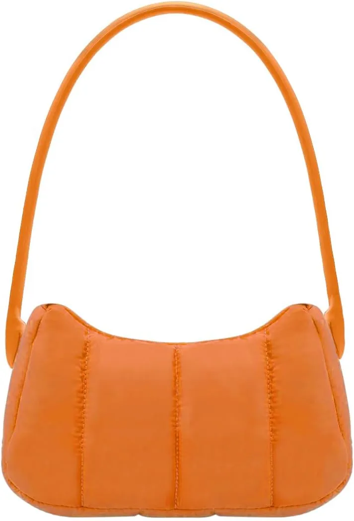 Shoulder Bag for Women Y2K Purse Puffy Nylon Small Shoulder Handbags Rubber Handle Clutch Underarm Purse