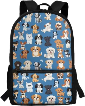 Showudesigns Puppy Dog School Backpack for Girls 6-8 8-10 10-12 Elementary School Bags Satchel Kids Bookbags for 3rd/4th/5th Grade Boys Back Pack Purse 17inch Cute Daypack Blue