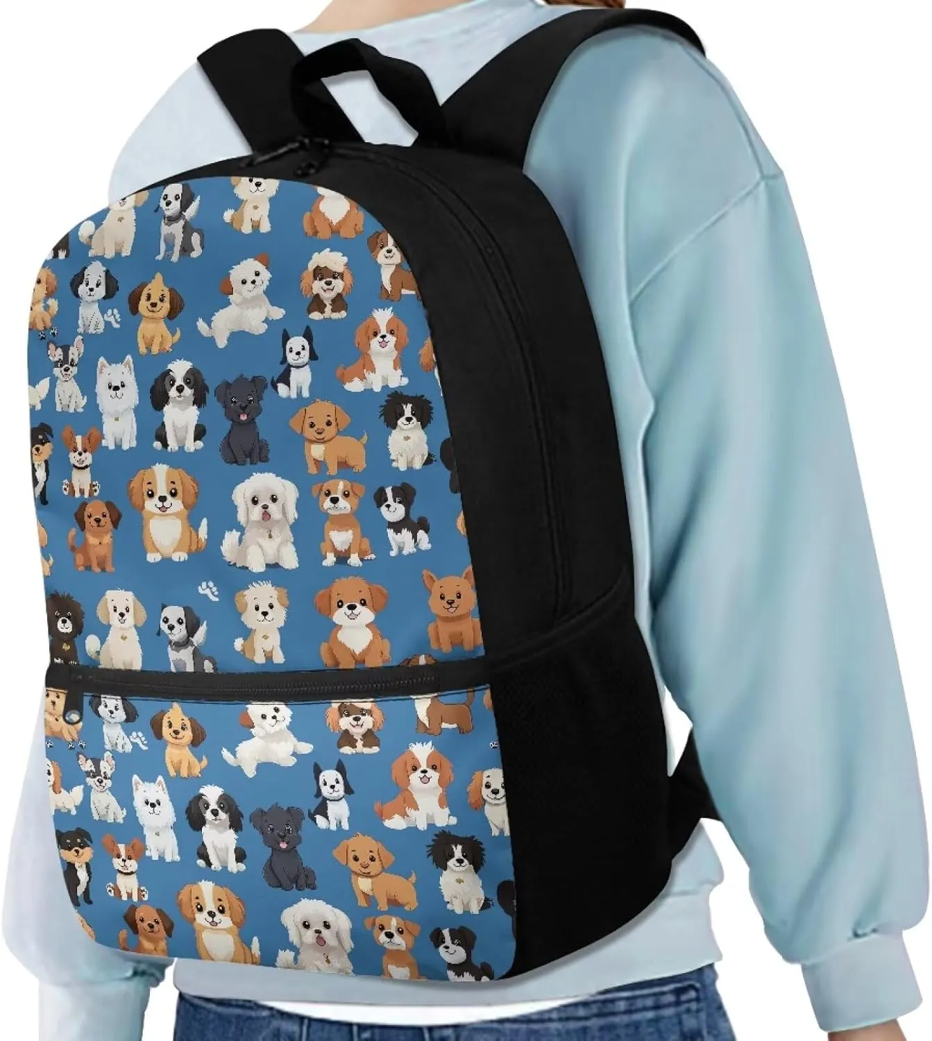 Showudesigns Puppy Dog School Backpack for Girls 6-8 8-10 10-12 Elementary School Bags Satchel Kids Bookbags for 3rd/4th/5th Grade Boys Back Pack Purse 17inch Cute Daypack Blue