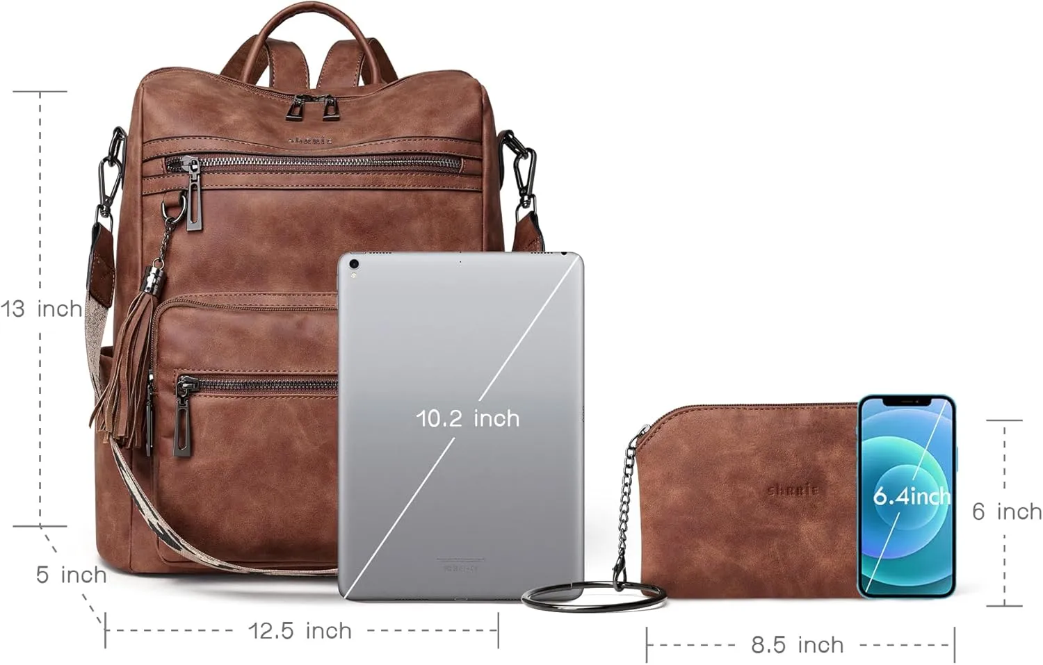 Shrrie Backpack Purse for Women Leather Fashion Designer Backpack Convertible Shoulder Satchel Bag for Travel College Work