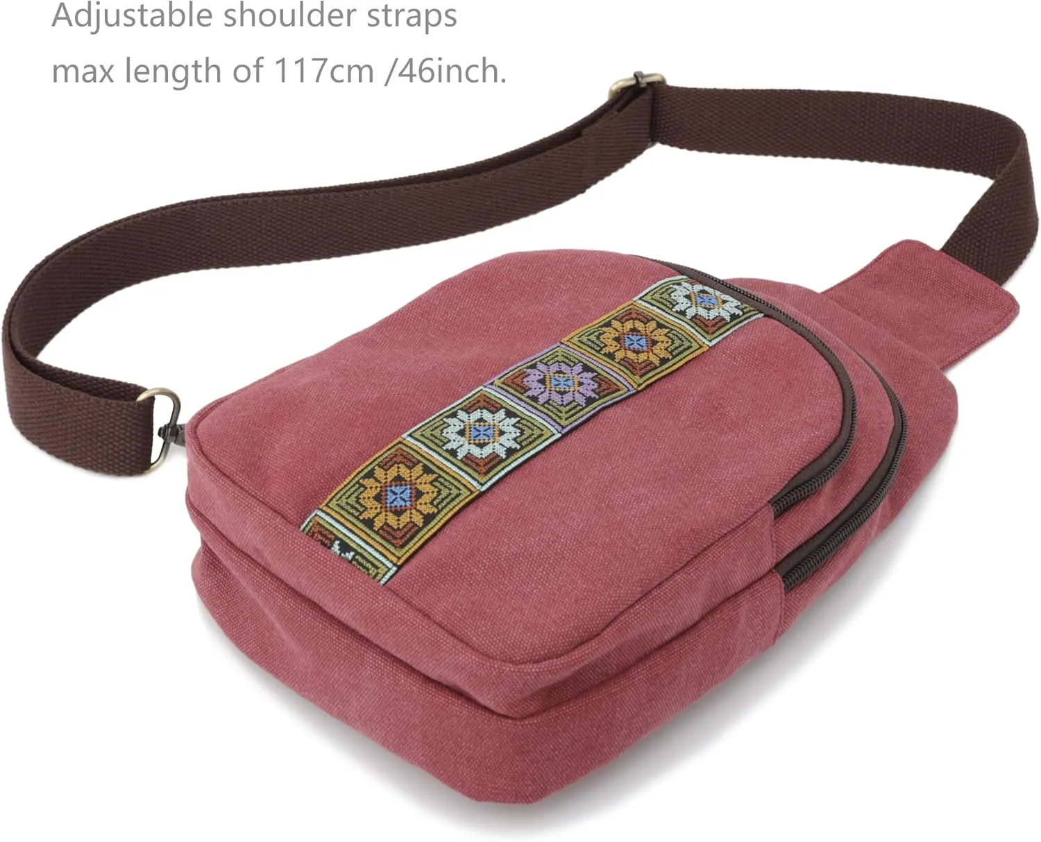 SILKAREA Canvas Sling Bag for Wome Crossbody Purse Small Sling Backpack Purse Travel Hiking Chest Bag Daypack