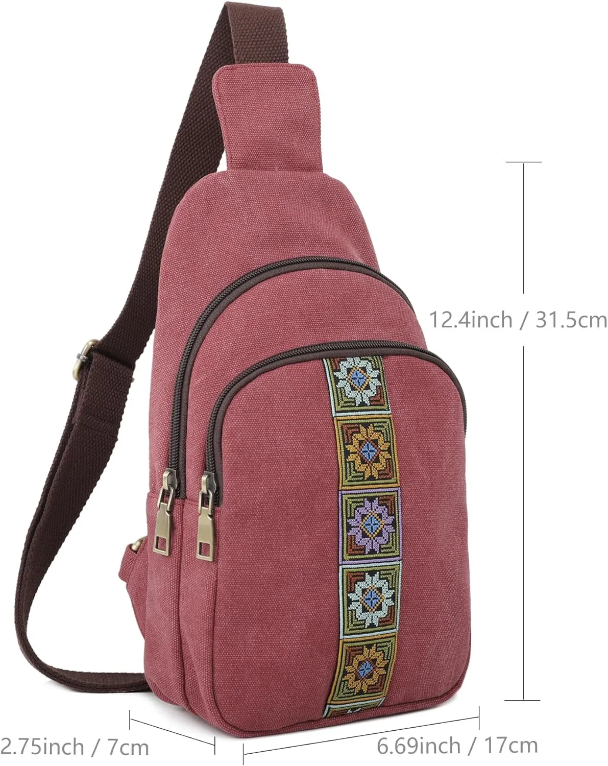 SILKAREA Canvas Sling Bag for Wome Crossbody Purse Small Sling Backpack Purse Travel Hiking Chest Bag Daypack