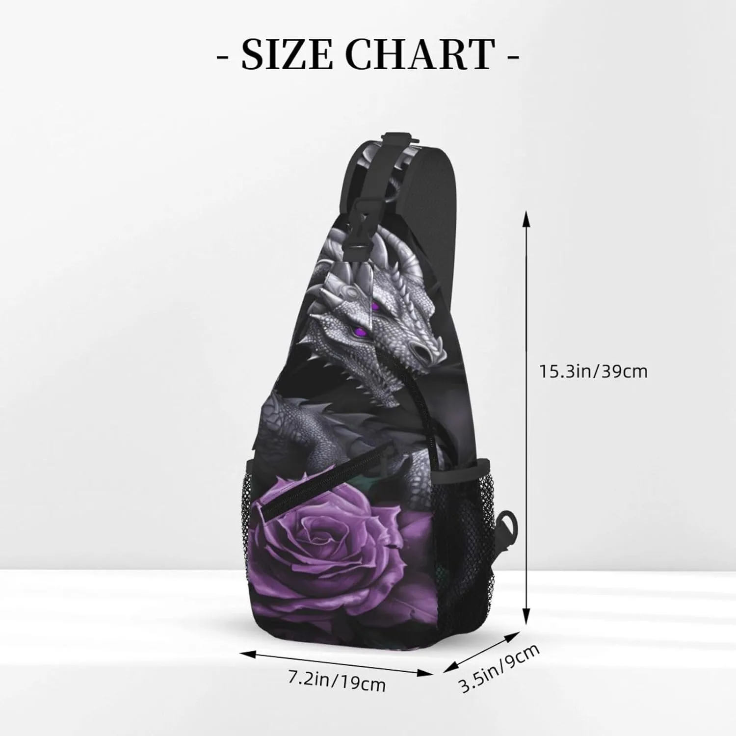 Silver Dragon Rose 1 Crossbody Chest Bag for Women Men, Daypack Sling Backpack for Travel Sport Running Hiking