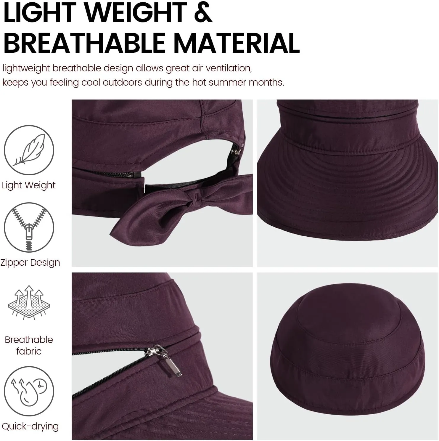 Simplicity Hats for Women UPF 50  UV Sun Protective Convertible Beach Visor Hat