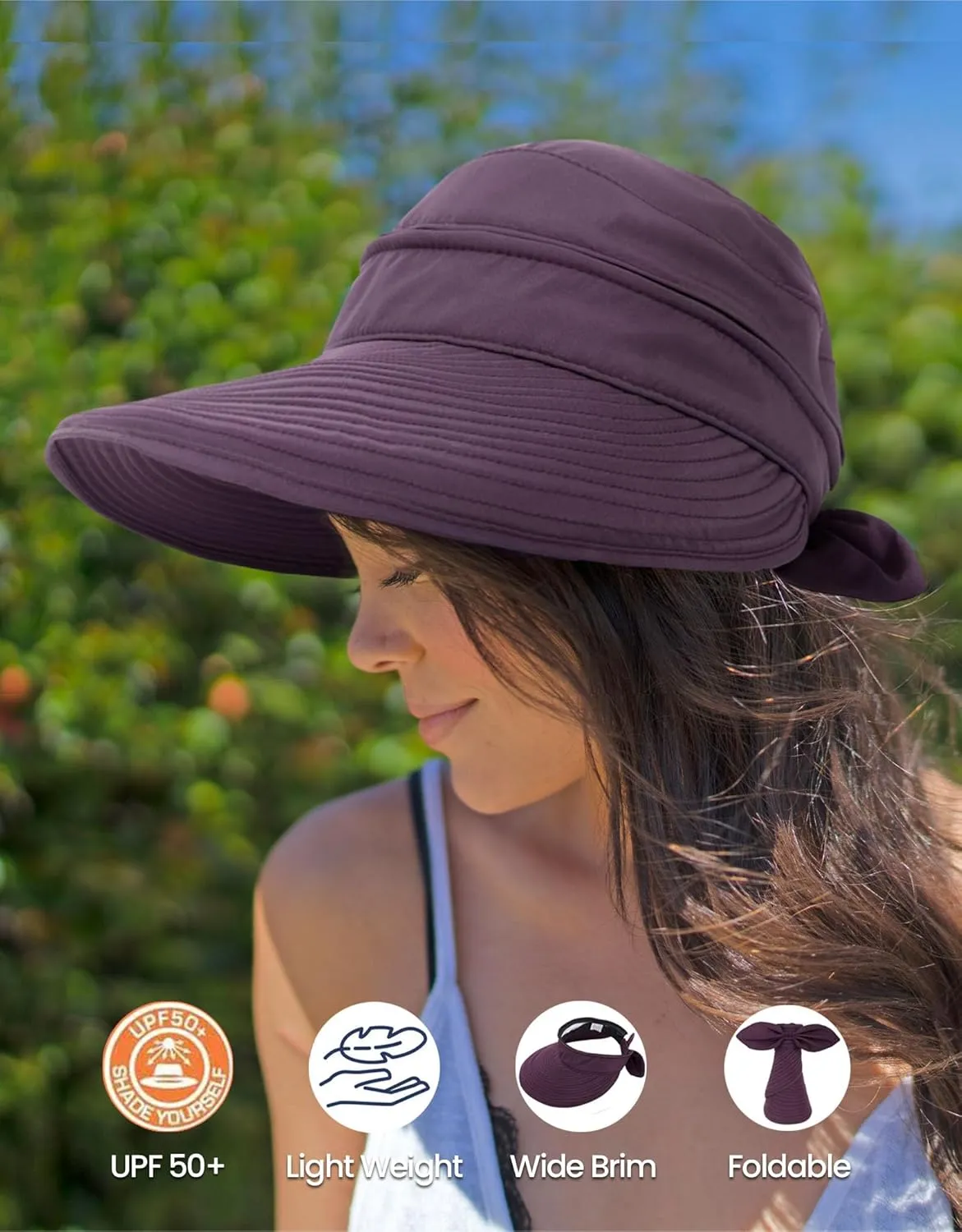 Simplicity Hats for Women UPF 50  UV Sun Protective Convertible Beach Visor Hat