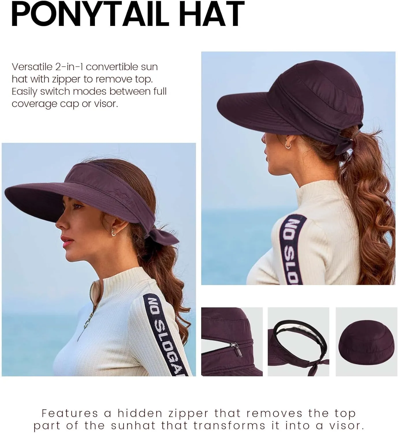 Simplicity Hats for Women UPF 50  UV Sun Protective Convertible Beach Visor Hat