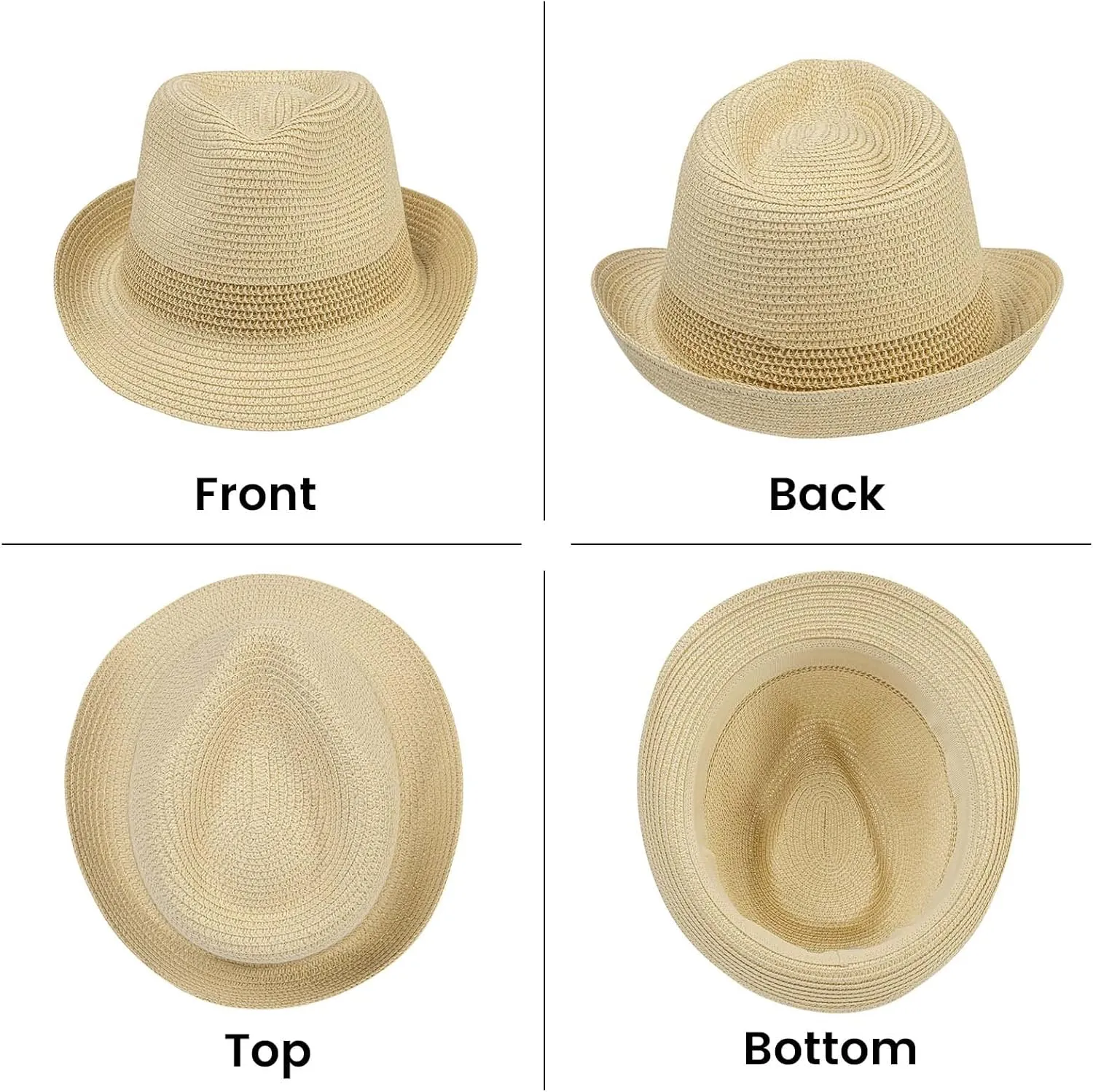 Simplicity Summer Sun Short Brim Straw Fedora Hat
