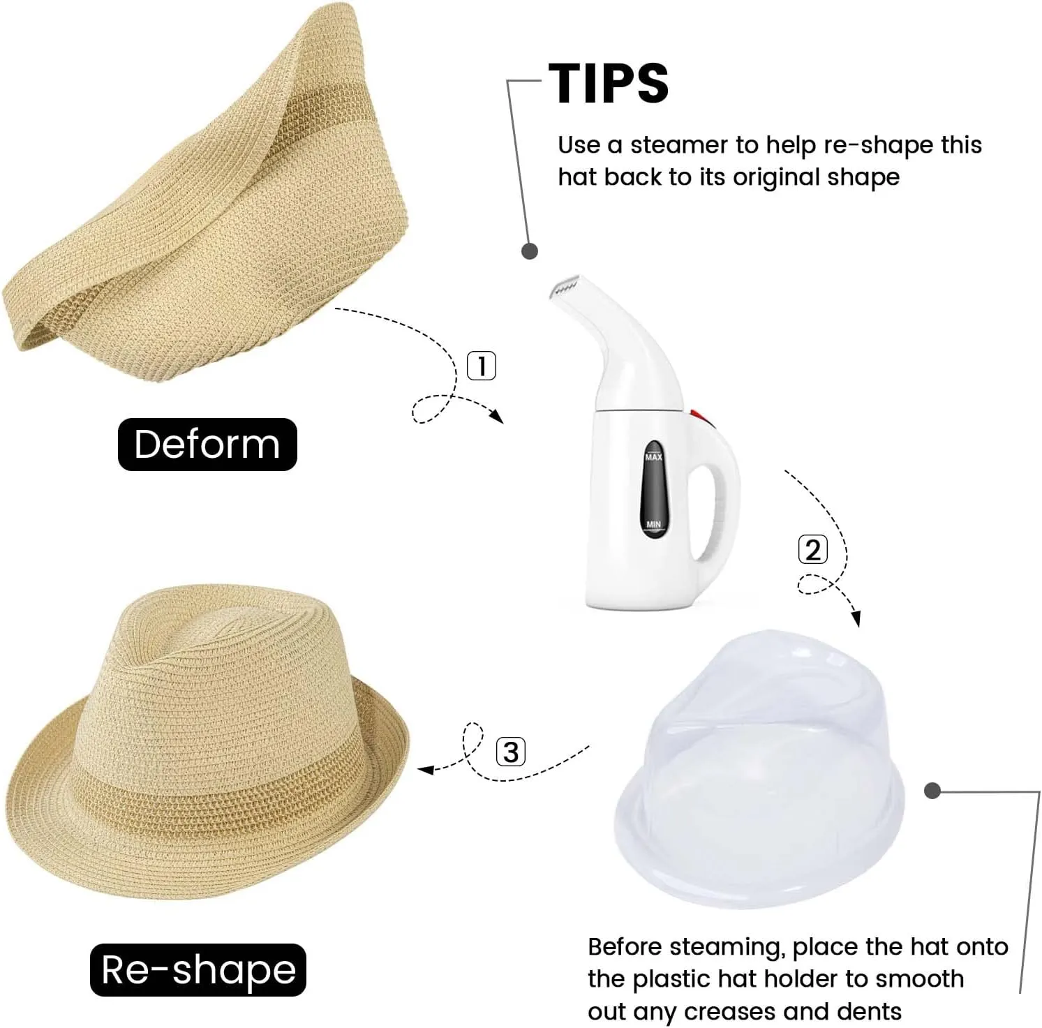 Simplicity Summer Sun Short Brim Straw Fedora Hat