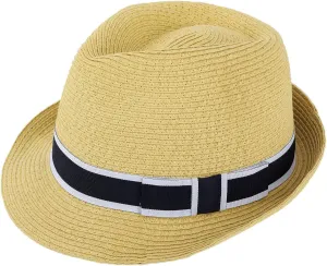 Simplicity Summer Sun Short Brim Straw Fedora Hat