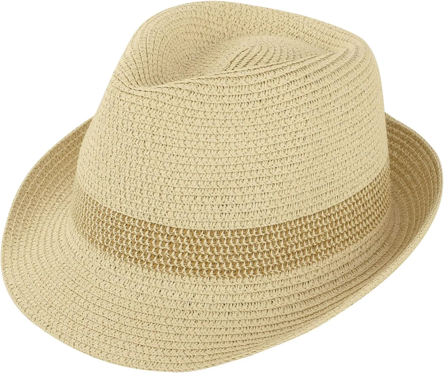Simplicity Summer Sun Short Brim Straw Fedora Hat