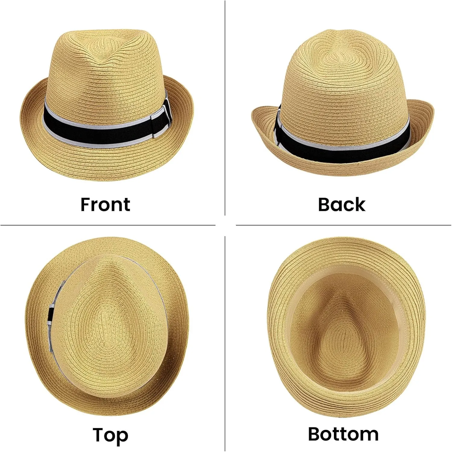 Simplicity Summer Sun Short Brim Straw Fedora Hat