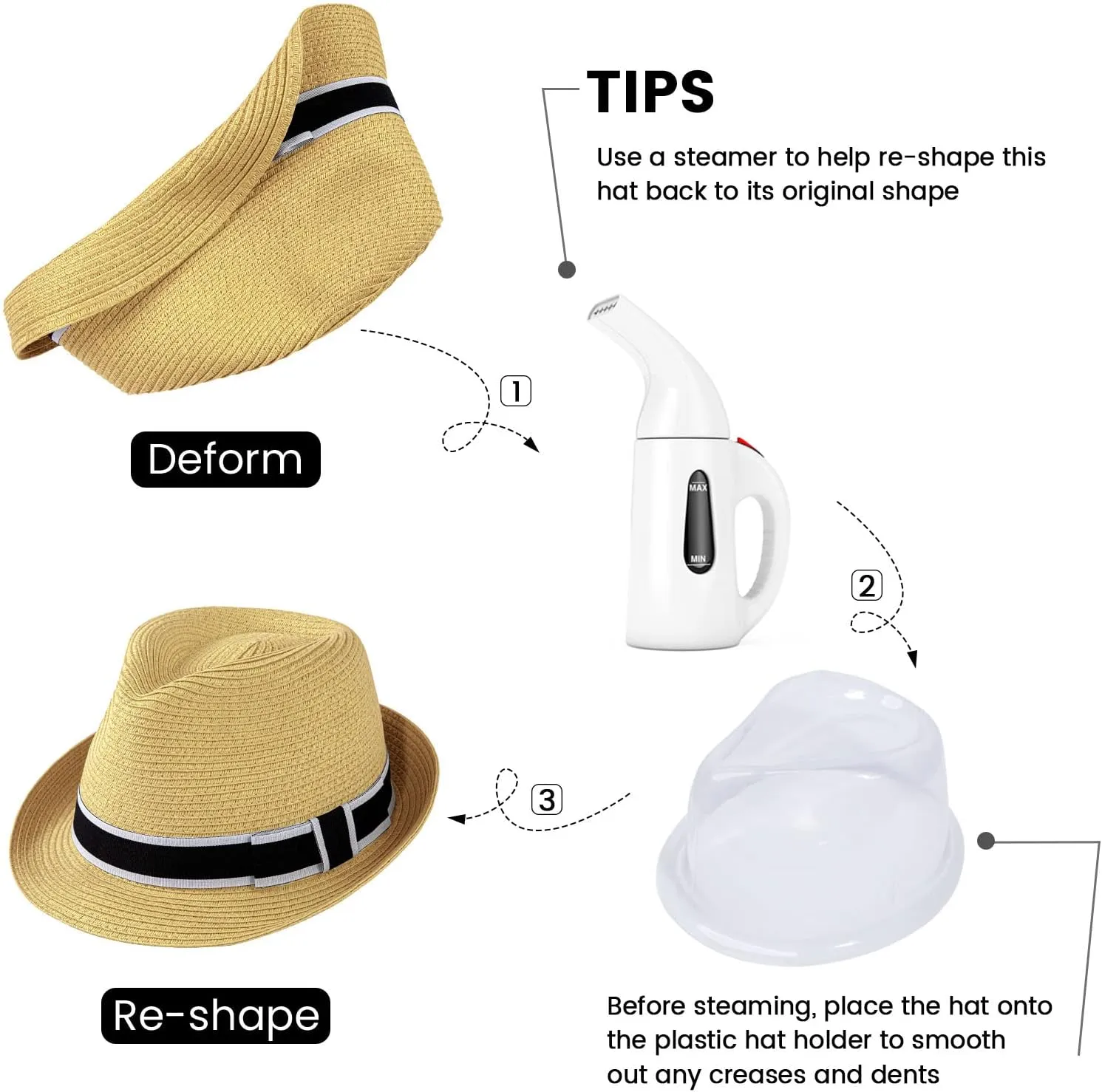 Simplicity Summer Sun Short Brim Straw Fedora Hat