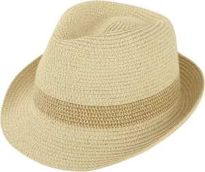 Simplicity Summer Sun Short Brim Straw Fedora Hat