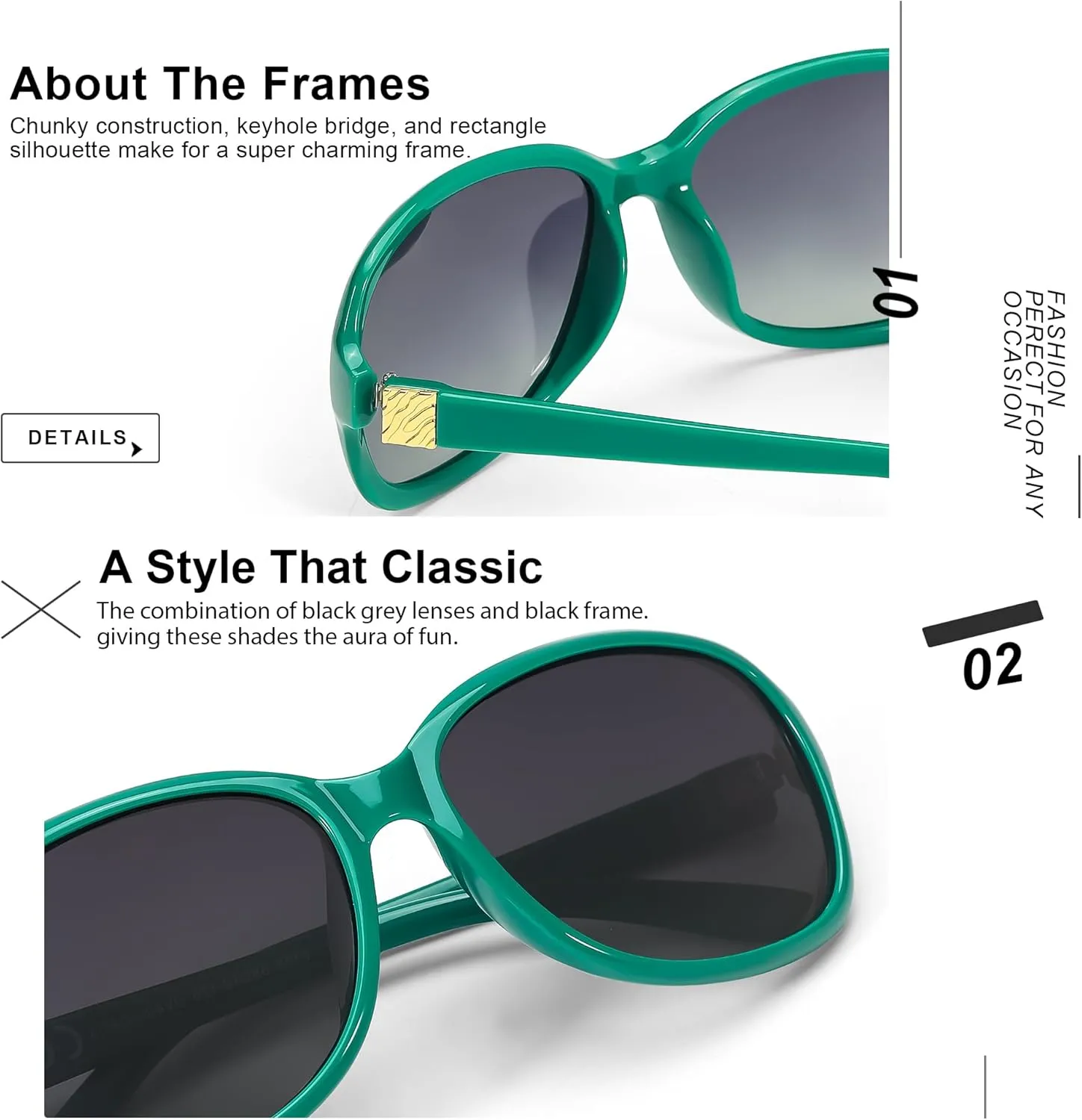 SIPHEW Polarized Sunglasses for Women | Vintage Square Sunglasses w UV400 Protection | Womens Wraparound Shade